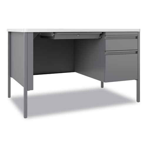 Image of Teachers Pedestal Desks, One Right-Hand Pedestal: Box/File Drawers, 48" x 30" x 29.5", White/Platinum