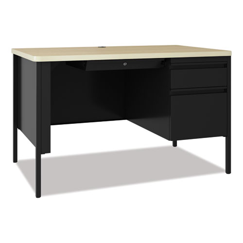 Image of Teachers Pedestal Desks, One Right-Hand Pedestal: Box/File Drawers, 48" x 30" x 29.5", Maple/Black