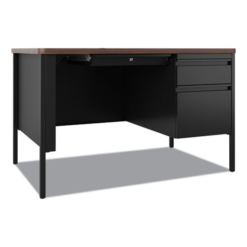 Hirsh Industries® Mobile Teachers Pedestal Desks, Right-Hand Pedestal: Box/File Drawers, 48" x 30" x 29.5", Walnut/Black