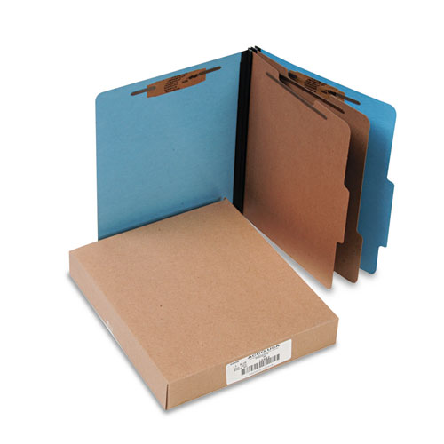 Image of ColorLife PRESSTEX Classification Folders, 3" Expansion, 2 Dividers, 6 Fasteners, Letter Size, Light Blue Exterior, 10/Box