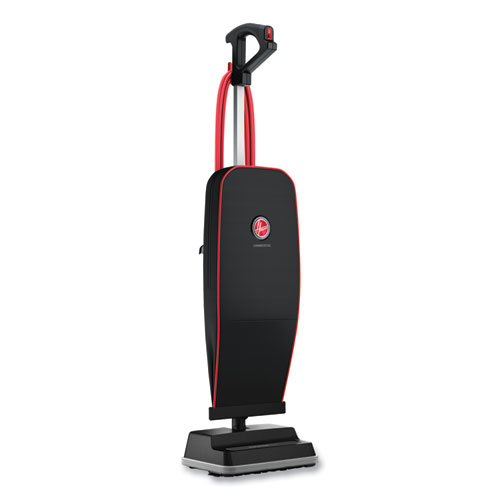 Hoover® Commercial Task Vac Soft Bag Lightweight Upright, 12" Cleaning Path, Black/Red