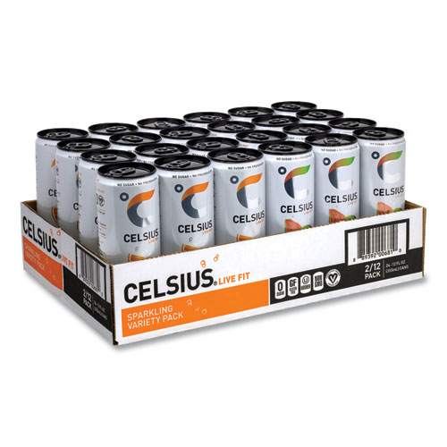 Celsius® Live Fit Variety Pack, Kiwi Guava and Orange, 12 oz Can, 24/Carton, Ships in 1-3 Business Days