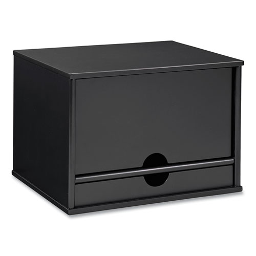 Midnight Black Collection Desktop Organizer, 5 Compartments, MDF, 13.3 x 10.5 x 9.4, Black