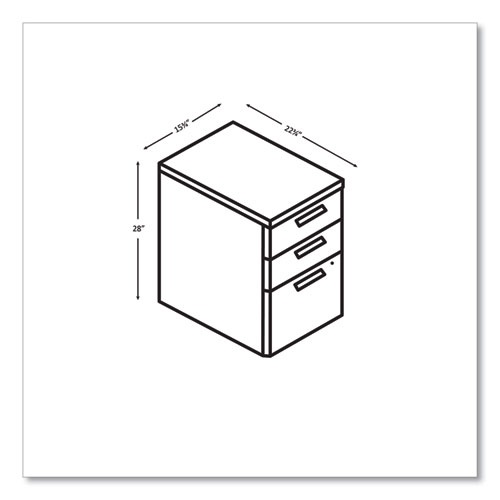 10500 Series Mobile Pedestal File, Left/Right, 3-Drawers: Box/Box/File, Legal/Letter, Kingswood Walnut, 15.75" x 22.75" x 28"