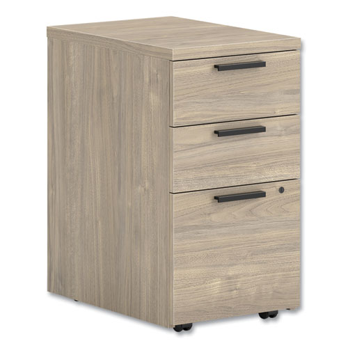 10500 Series Mobile Pedestal File, Left/Right, 3-Drawers: Box/Box/File, Legal/Letter, Kingswood Walnut, 15.75" x 22.75" x 28"