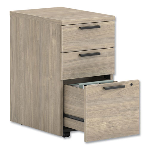 10500 Series Mobile Pedestal File, Left/Right, 3-Drawers: Box/Box/File, Legal/Letter, Kingswood Walnut, 15.75" x 22.75" x 28"