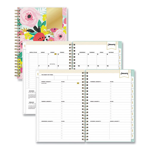 Blue Sky® Day Designer Secret Garden Mint Frosted Weekly/Monthly Planner, 8  x 5, Multicolor Cover, 12-Month (Jan to Dec): 2024