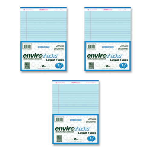Image of Enviroshades Legal Notepads, 50 Blue 8.5 x 11.75 Sheets, 72 Notepads/Carton, Ships in 4-6 Business Days