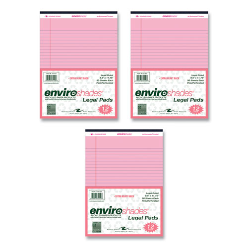 Enviroshades Legal Notepads, 50 Pink 8.5 x 11.75 Sheets, 72 Notepads/Carton, Ships in 4-6 Business Days