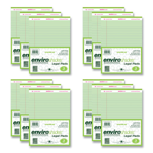 Enviroshades Legal Notepads, 50 Green 8.5 x 11.75 Sheets, 72 Notepads/Carton, Ships in 4-6 Business Days