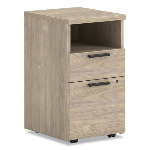 10500 Series Mobile Pedestal File, Left/Right, Shelf and Box/File Drawers, Legal/Letter, Kingswood Walnut, 15.75" x 19" x 28"