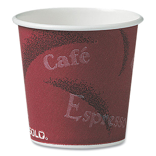 Image of Solo® Single-Sided Poly Paper Hot Cups, 4 Oz, Bistro Design, 50/Pack, 20 Pack/Carton