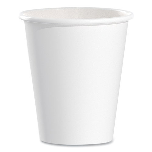 Single-Sided Poly Paper Hot Cups, 6 oz, White, 50/Pack, 20 Packs/Carton