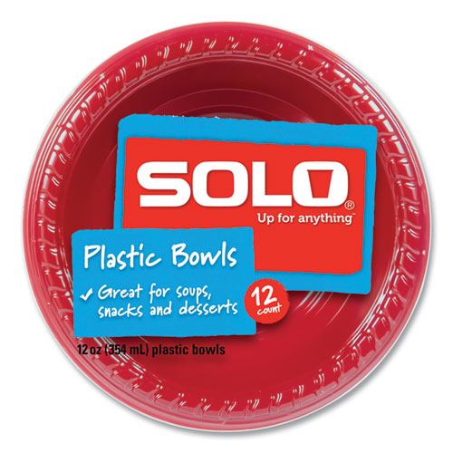 SOLO® Party Plastic Premium Dinnerware, Bowl, 12 oz, White, 25/Pack