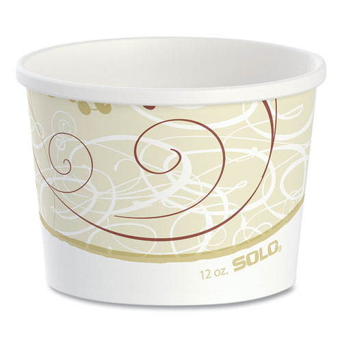 SOLO® Double Poly Paper Food Containers, 12 oz, 3.6 Diameter x 3.3 h, Symphony Design, 25/Pack, 20 Packs/Carton