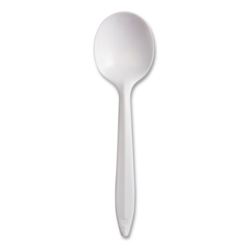 Style Setter Mediumweight Plastic Utensils, Soup Spoon, White, 1,000/Carton