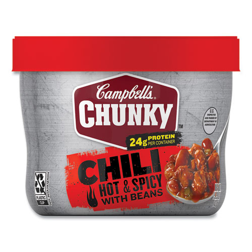 Image of Chunky Firehouse Hot and Spicy Chili with Beans, 15.25 oz, 8/Carton, Ships in 1-3 Business Days