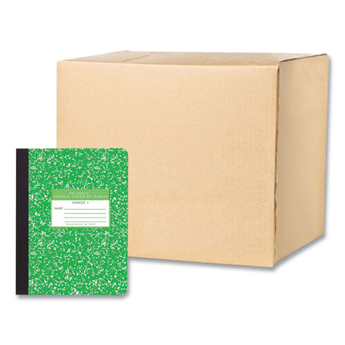 Ruled Composition Book, Grade 1 Manuscript Format, Green Marble Cover, (80) 9.75 x 7.5 Sheet, 48/CT, Ships in 4-6 Bus Days