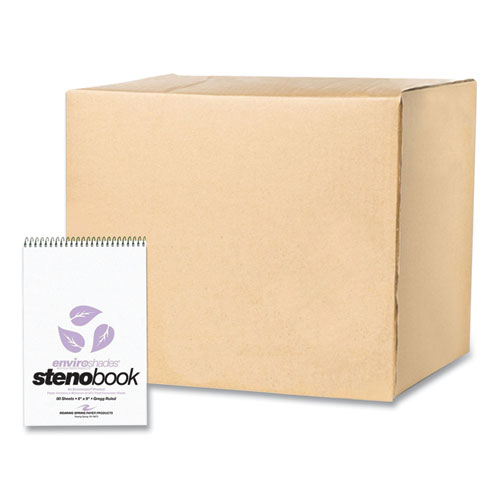EnviroShades Steno Pad, Gregg Rule, White Cover, 80 Orchid 6 x 9 Sheets, 24 Pads/Carton, Ships in 4-6 Business Days