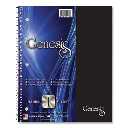 Roaring Spring® Genesis Notebook, 1-Subject, Medium/College Rule, Randomly Asst Cover Color, (100) 11x9 Sheets, 12/CT, Ships in 4-6 Bus Days