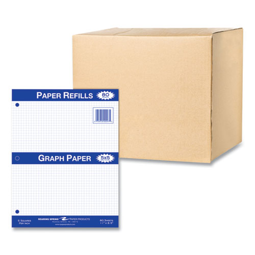 Graph Filler Paper, 3-Hole, 8.5 x 11, Quadrille: 5 sq/in, 80 Sheets/Pack, 24 Packs/Carton, Ships in 4-6 Business Days