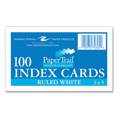 White Index Cards, Narrow Ruled, 3 x 5, White, 100 Cards/Pack, 36/Carton