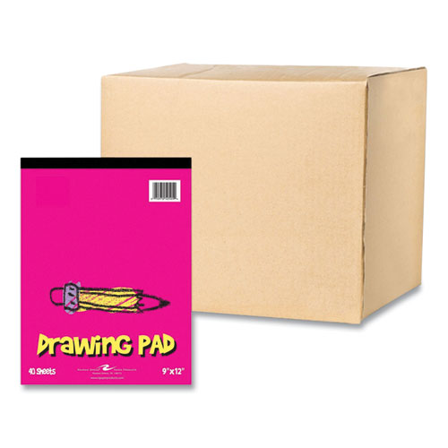 Kids Drawing Pad, 40 White 9 x 12 Sheets, 12/Carton, Ships in 4-6 Business Days