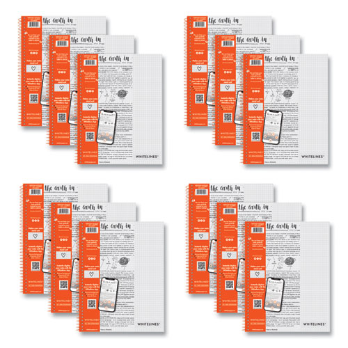Image of Whitelines Notebook, Quadrille Rule, (5 sq/in), Gray/Orange Cover, (70) 11 x 8.5 Sheets, 12/CT, Ships in 4-6 Business Days