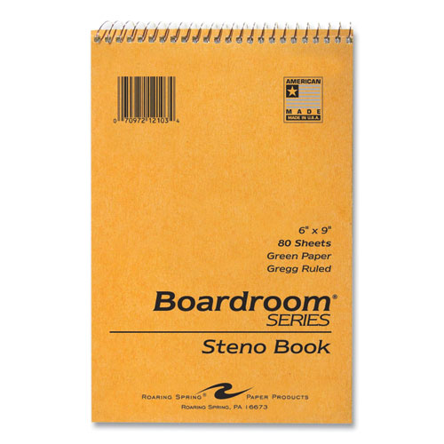 Boardroom Series Steno Pad, Gregg Ruled, Brown Cover, 80 Green 6 x 9 Sheets, 72 Pads/Carton, Ships in 4-6 Business Days