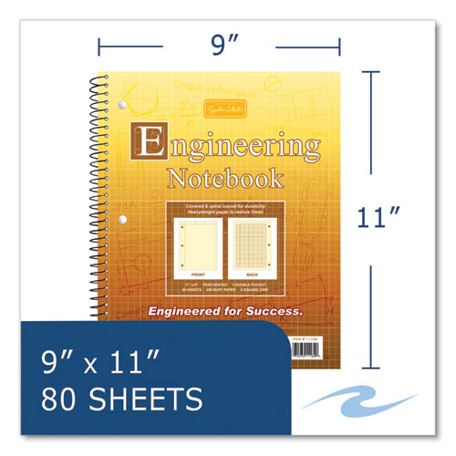 Wirebound Engineering Notebook, 20 lb Paper Stock, Buff Cover, 80 Buff 11 x 8.5 Sheets, 24/Carton