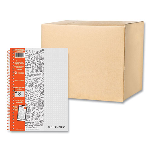 Image of Whitelines Notebook, Dot Rule (5 mm), Gray/Orange Cover, (70) 8.25 x 5.75 Sheets, 12/Carton , Ships in 4-6 Business Days
