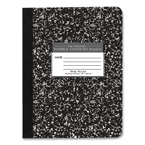 Hardcover Marble Composition Book, Wide/Legal Rule, Black Marble Cover, (50) 9.75 x 7.5 Sheet, 48/CT, Ships in 4-6 Bus Days