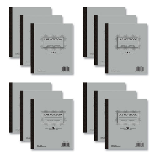 Image of Lab and Science Carbonless Notebook, Quad Rule (4 sq/in), Gray Cover, (100) 11x9.25 Sheets, 12/CT, Ships in 4-6 Business Days