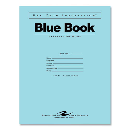 Examination Blue Book, Wide/Legal Rule, Blue Cover, (6) 11 x 8.5 Sheets, 500/Carton