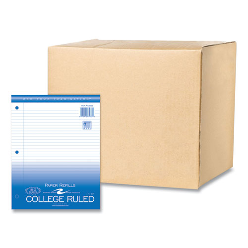 Image of Loose Leaf Paper, 8.5 x 11, 3-Hole Punched, College Rule, White, 150 Sheets/Pack, 24 Packs/Carton, Ships in 4-6 Business Days