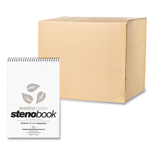 EnviroShades Steno Pad, Gregg Rule, White Cover, 80 Gray 6 x 9 Sheets, 24 Pads/Carton, Ships in 4-6 Business Days