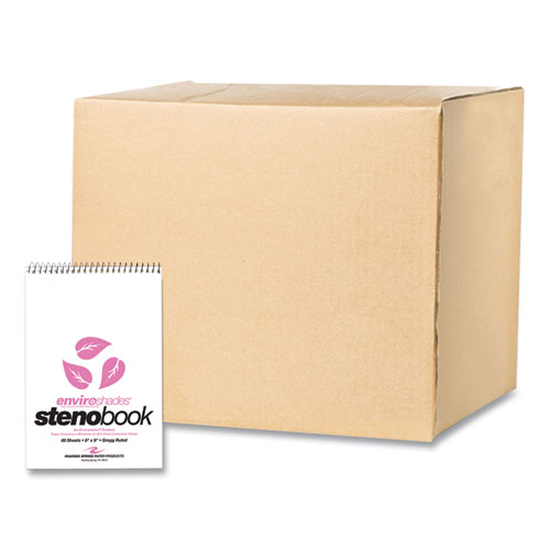 EnviroShades Steno Pad, Gregg Rule, White Cover, 80 Pink 6 x 9 Sheets, 24 Pads/Carton, Ships in 4-6 Business Days