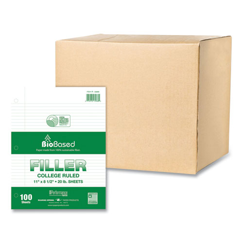 Image of Filler Paper, 3-Hole, 8.5 x 11, College Rule, 100 Sheets/Pack, 24 Packs/Carton, Ships in 4-6 Business Days