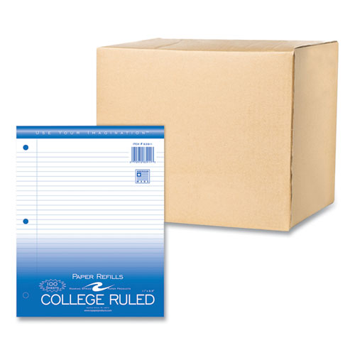 Image of Loose Leaf Paper, 8.5 x 11, 3-Hole Punched, College Rule, White, 100 Sheets/Pack, 48 Packs/Carton, Ships in 4-6 Business Days