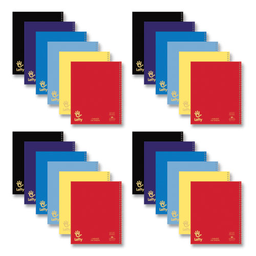 Lefty Notebook, 1-Subject, Wide/Legal Rule, Assorted Cover Colors, (100) 10.5 x 8.5 Sheets, 24/CT, Ships in 4-6 Business Days