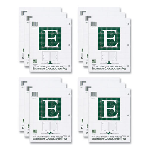 Engineer Pad, (1.25" Margin), Quad Rule (5 sq/in, 1 sq/in), 200 Lt Green 8.5x11 Sheets/Pad, 12/CT, Ships in 4-6 Business Days