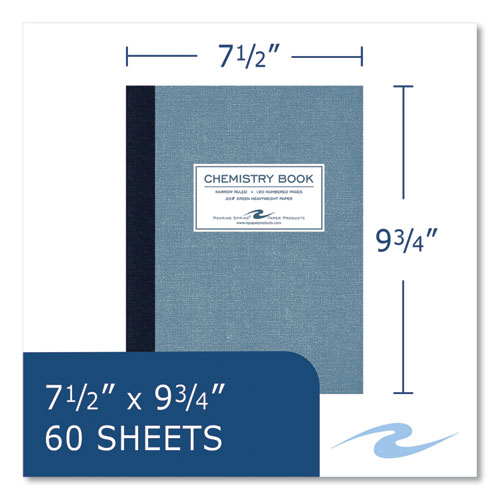 Lab and Science Chemistry Notebook, Narrow Rule, Blue Cover, (60) 9.25 x 7.5 Sheets, 24/Carton