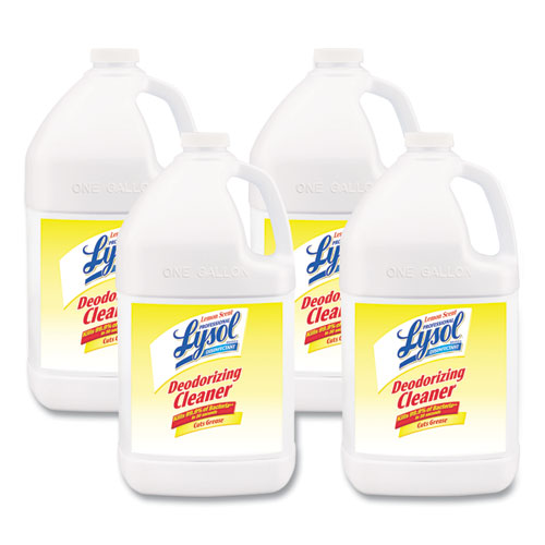 Disinfectant Deodorizing Cleaner Concentrate, 1 gal Bottle, Lemon, 4/Carton
