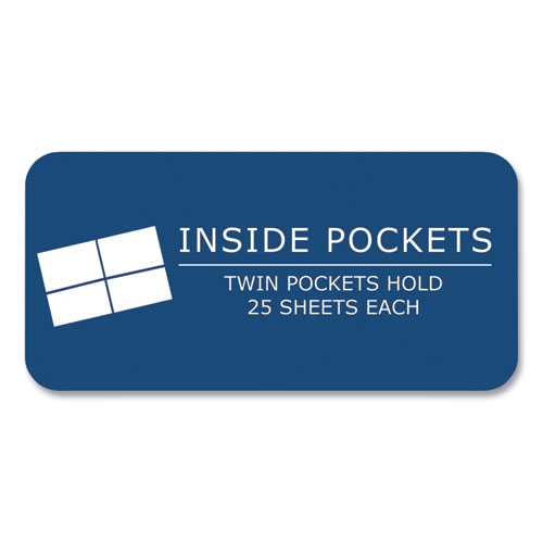 Pocket Folder with 3 Fasteners, 0.5" Capacity, 11 x 8.5, Dark Blue, 25/Box, 10 Boxes/Carton, Ships in 4-6 Business Days