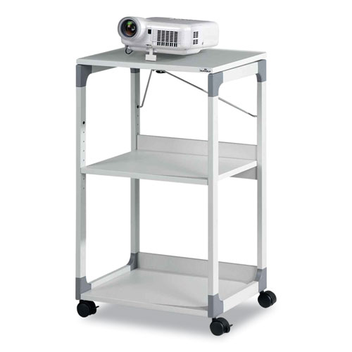 3-Tier Multimedia Trolley for Projectors, Metal, 3 Shelves, 20 x 17 x 34.75, Gray