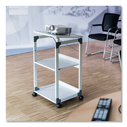 3-Tier Multimedia Trolley for Projectors, Metal, 3 Shelves, 20 x 17 x 34.75, Gray