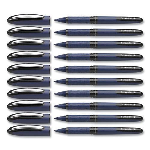 One Business Rollerball Pen, Stick, Fine 0.6 mm, Black Ink, Dark Blue/Black Barrel, 10/Box