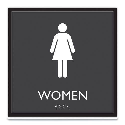Image of ADA Sign, Women, Plastic, 8 x 8, Clear/White