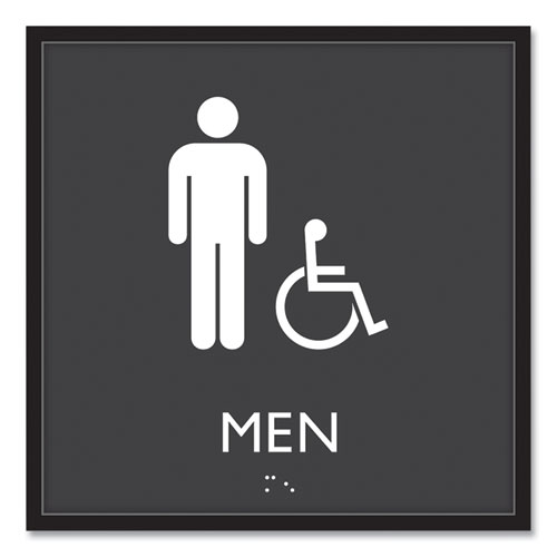 Image of ADA Sign, Men Accessible, Plastic, 8 x 8, Clear/White