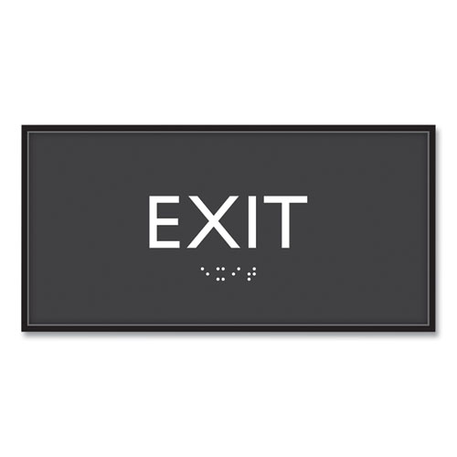 Headline® Sign ADA Sign, Exit, Plastic, 4 x 4, Clear/White